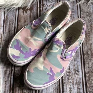 Vans purple pink camo slip on sneakers shoes 2.5